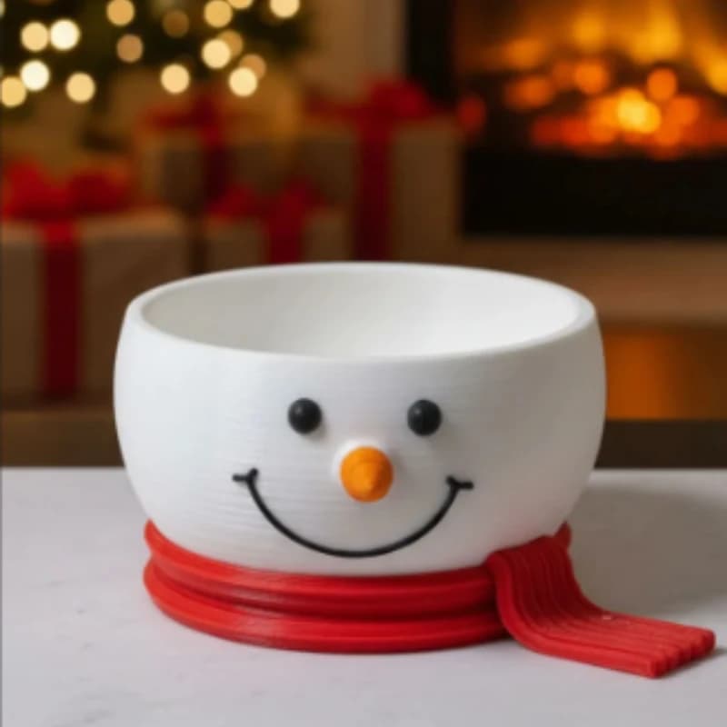 Bol de Noël Bonhomme de Neige avec Écharpe – Décoration de Table Adorable, Contenant à Collations et