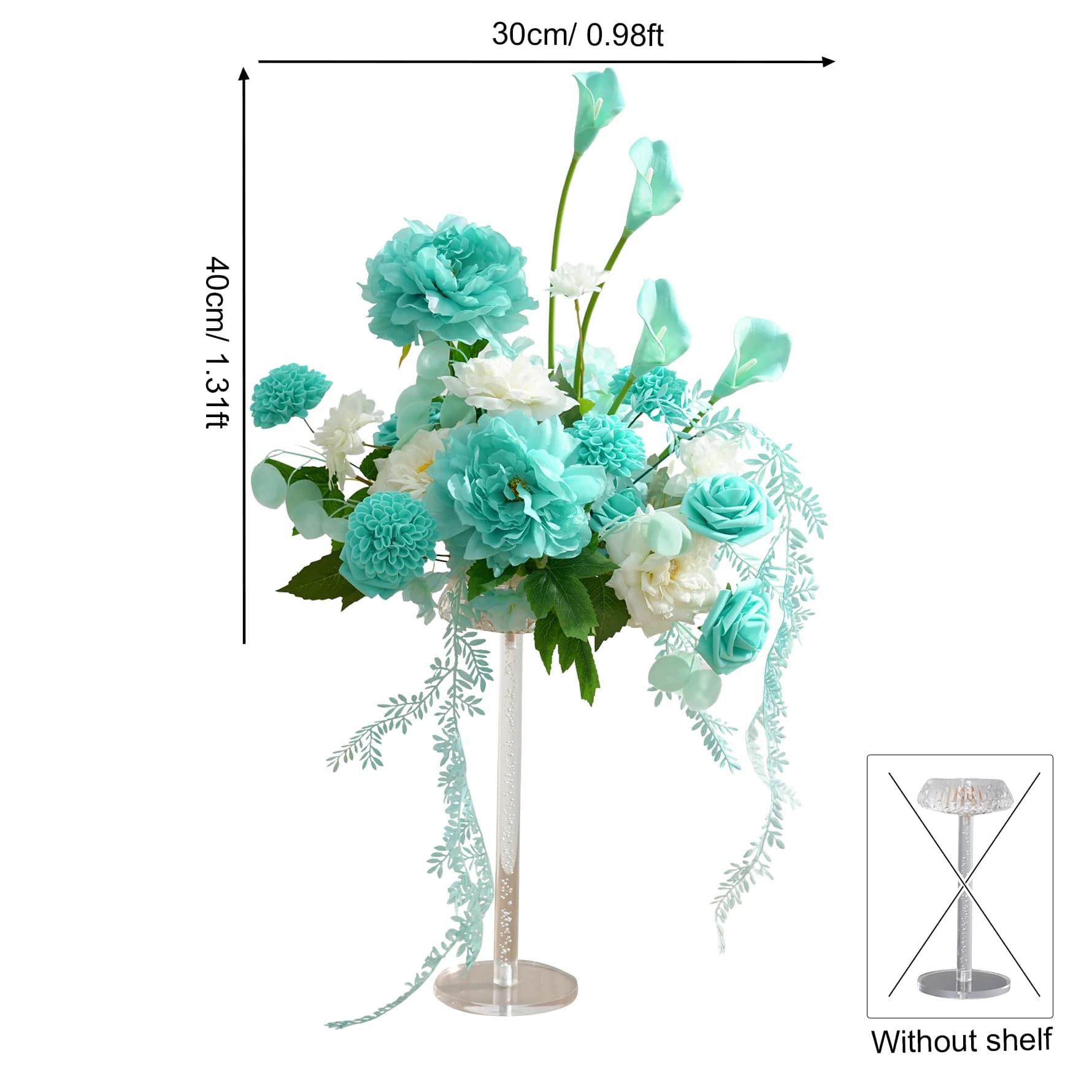 C89562 toile de fond de mariage Tiffany bleu Rose blanc pivoine vert feuille décor Table pièce maîtr