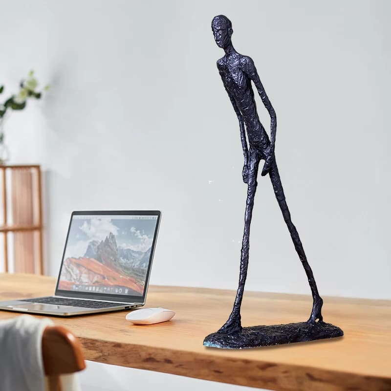 Sculpture de homme marchant en bronze, 30 cm, style Giacometti, statue abstraite – Figurine d'art en