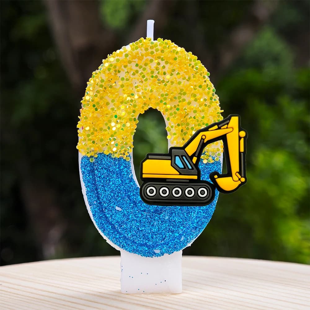 Bougie en forme de pelle mécanique réaliste pour décoration de gâteau d'anniversaire, décorations de