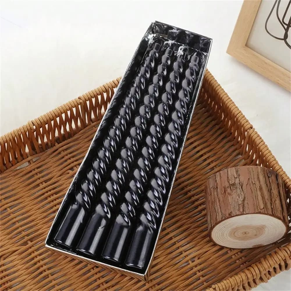 Ensemble de 4 bougies coniques noires de 10 pouces, bougies coniques sans gouttelettes, bougies à co