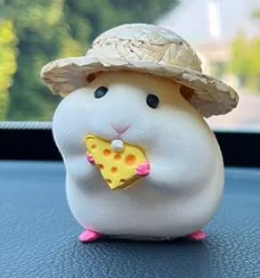 Hamster mignon avec ornement de voiture chapeau de paille, décoration de voiture Auto accessoires de