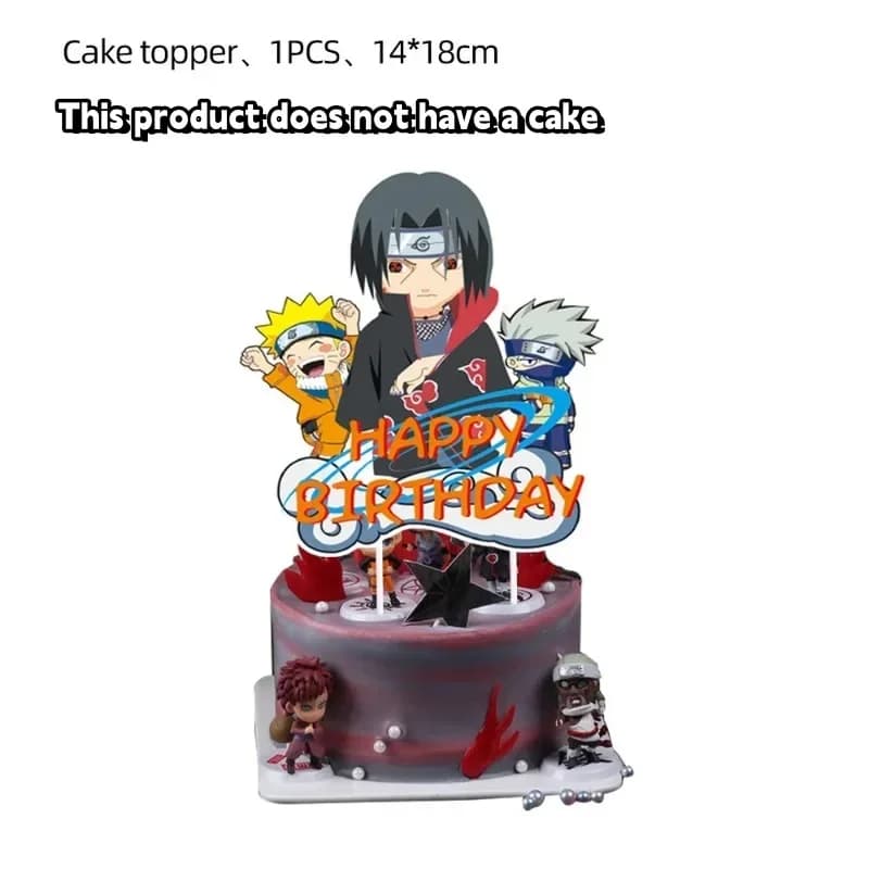Décoration de thème de fête d'anniversaire Anime Naruto, gâteau de dessin animé avec drapeau, ballon