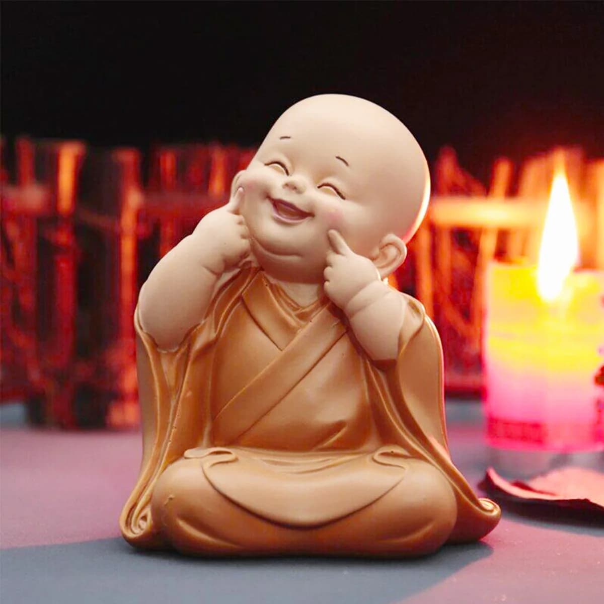 Petit moine Figurine Mini moine Statue mignon bouddha moine Statue Adorable bébé petit moine décorat