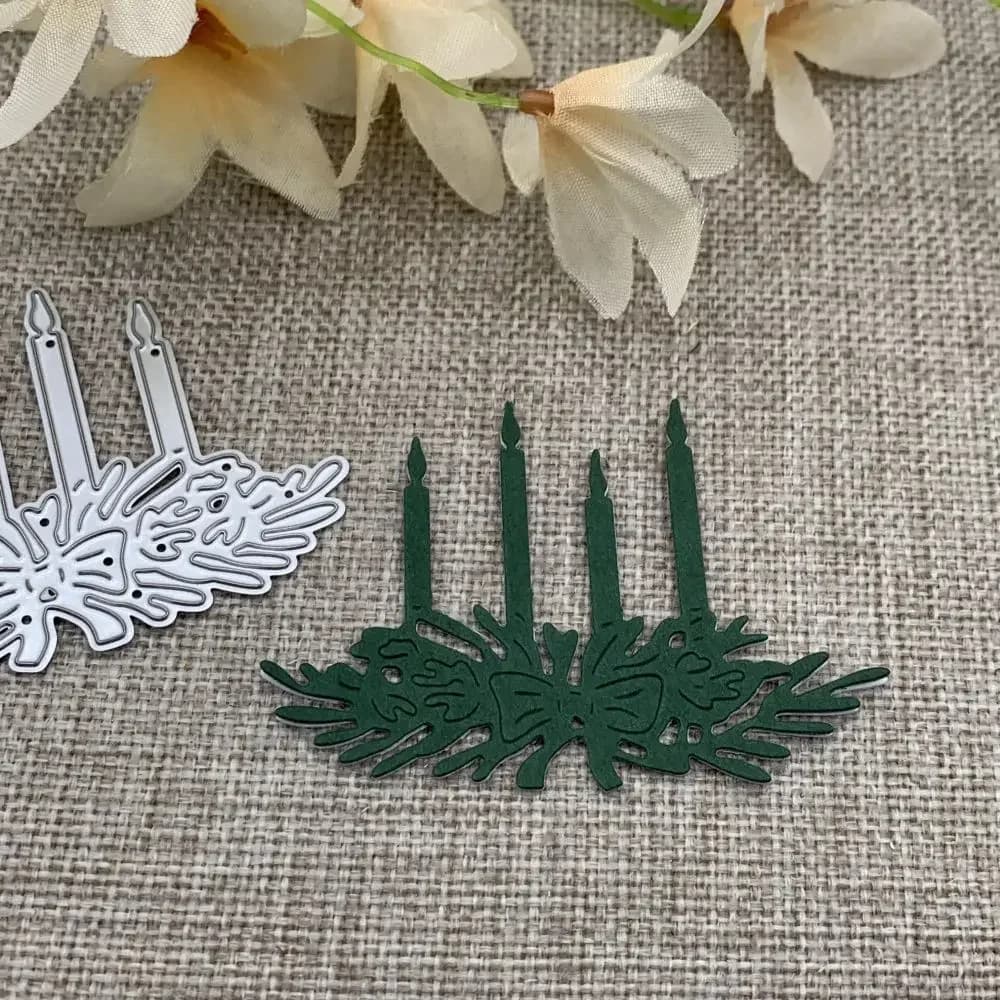 Matrices de découpe en métal pour bougies de Noël, nœuds et brindilles, pochoirs pour scrapbooking D