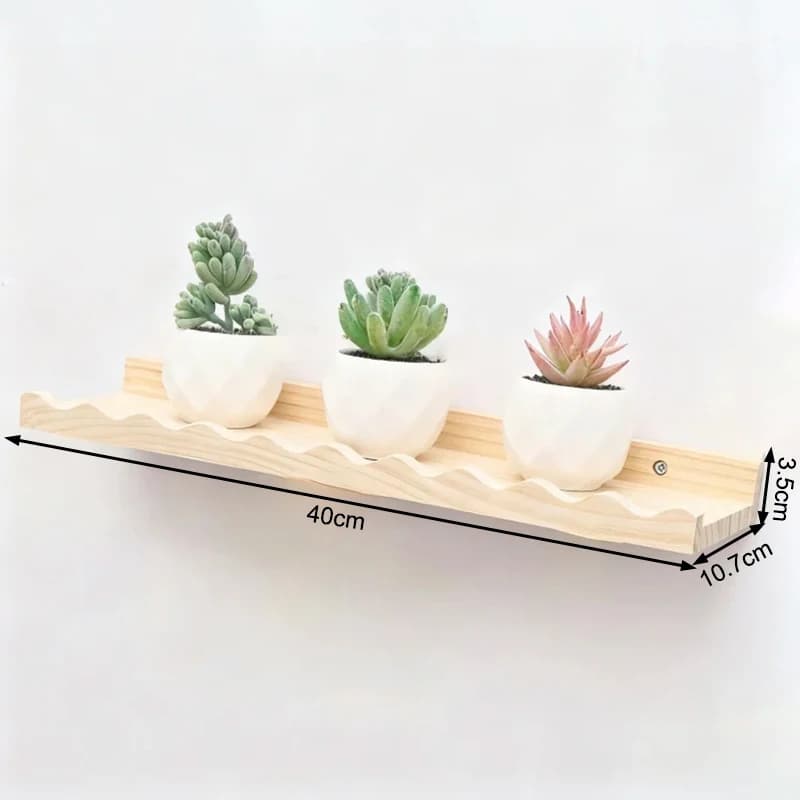Étagère flottante en bois de pin naturel Boho, étagère murale en bois, présentoir à bord festonné po