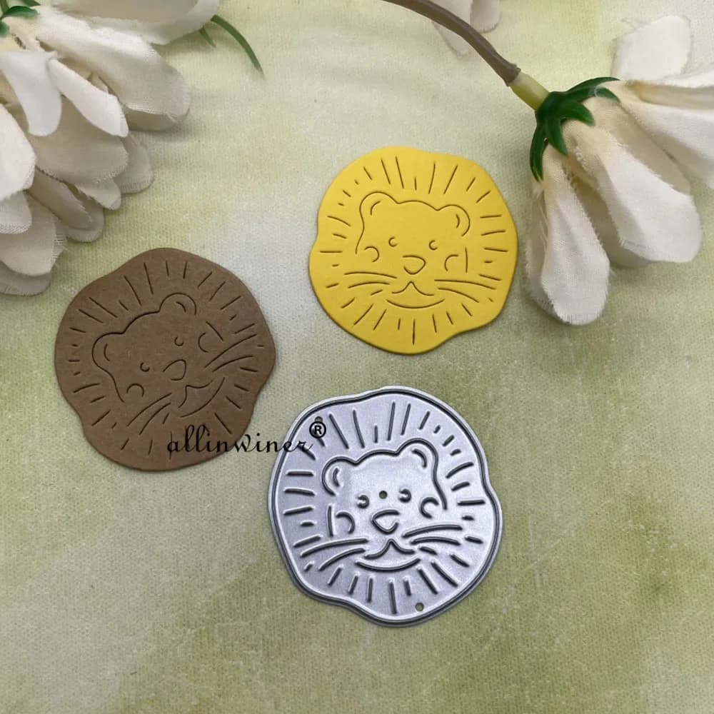 Matrice de découpe métallique DIY motif cercle lion pour scrapbooking, cartes en papier gaufré, albu