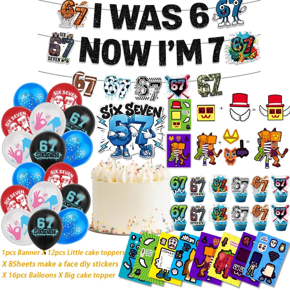 Je suis devenu 7 ans maintenant - Décoration de fête d'anniversaire sur le thème du numéro 67 : Bann