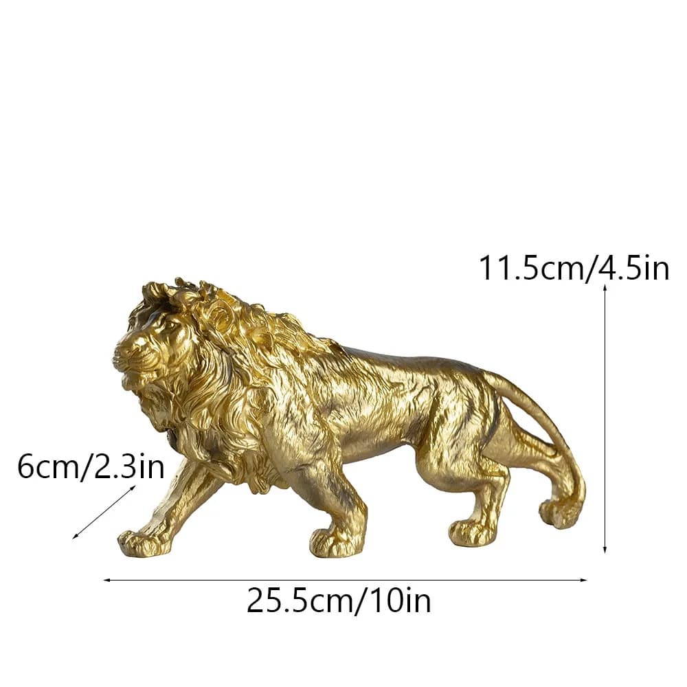 Vilead – Statue de Lion en résine de 25cm de long, Sculpture d'animal doré, cadeaux de collection po
