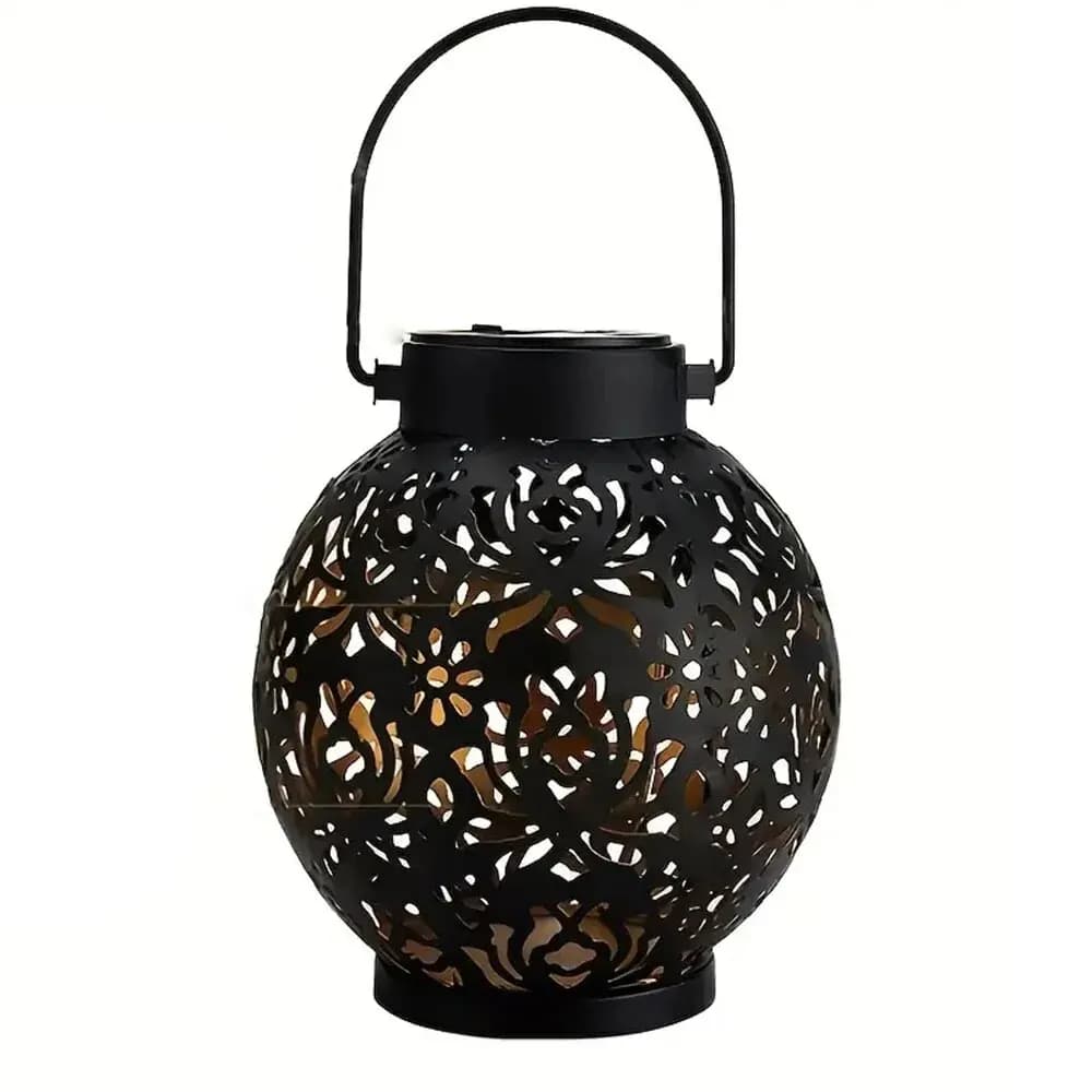 Décoration extérieure de paysage de jardin lumières solaires LED en métal étanche lanterne ronde lum