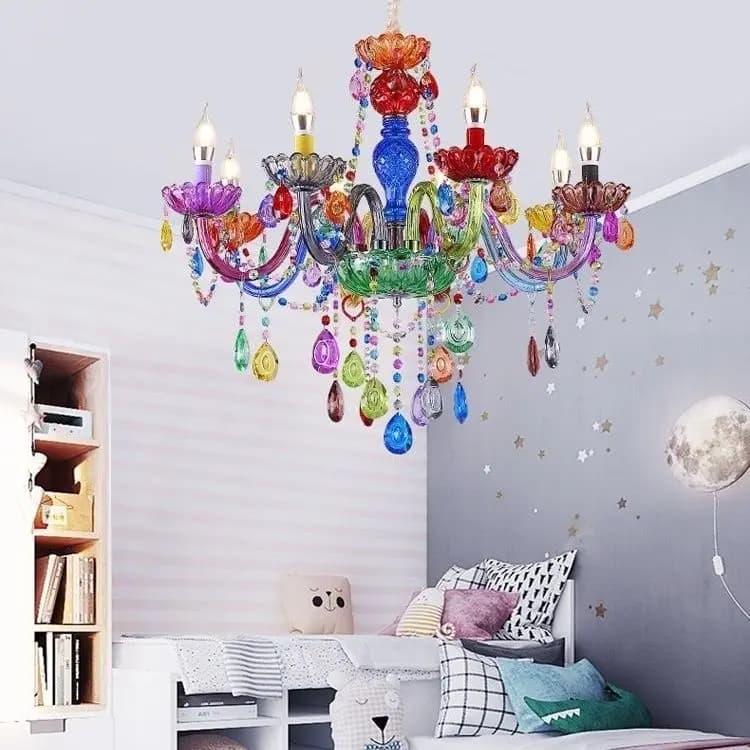 Lustre coloré moderne Decora bougie lustre lustres de cristal décoration Tiffany pendentifs et lustr