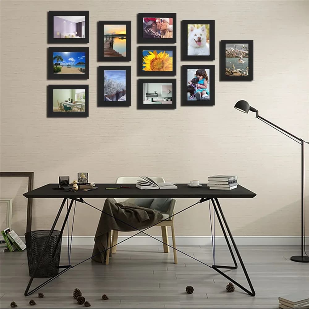 11 pièces cadre Photo Photo ensemble amovible Mural noir blanc couleur bricolage Photos cadres autoc