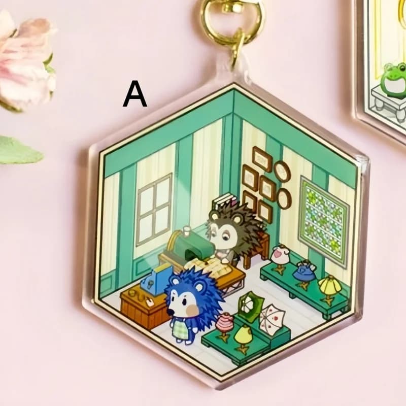 Porte-clés en acrylique Animal Crossing, décoration de chambre, porte-clés mignon personnalisable po