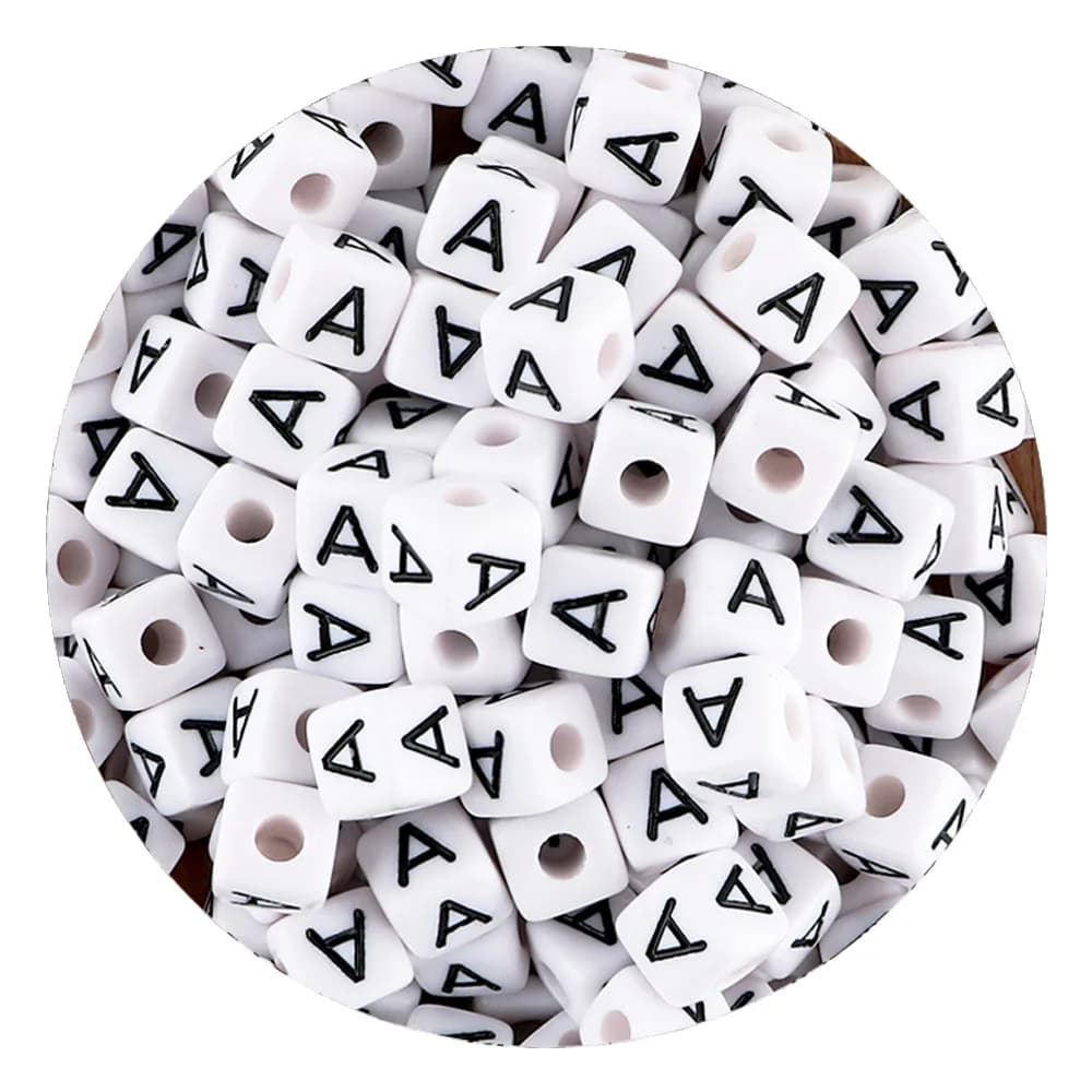 20/50/100 pièces carré blanc 10*10mm acrylique lettres de l'alphabet perles pour la fabrication de b