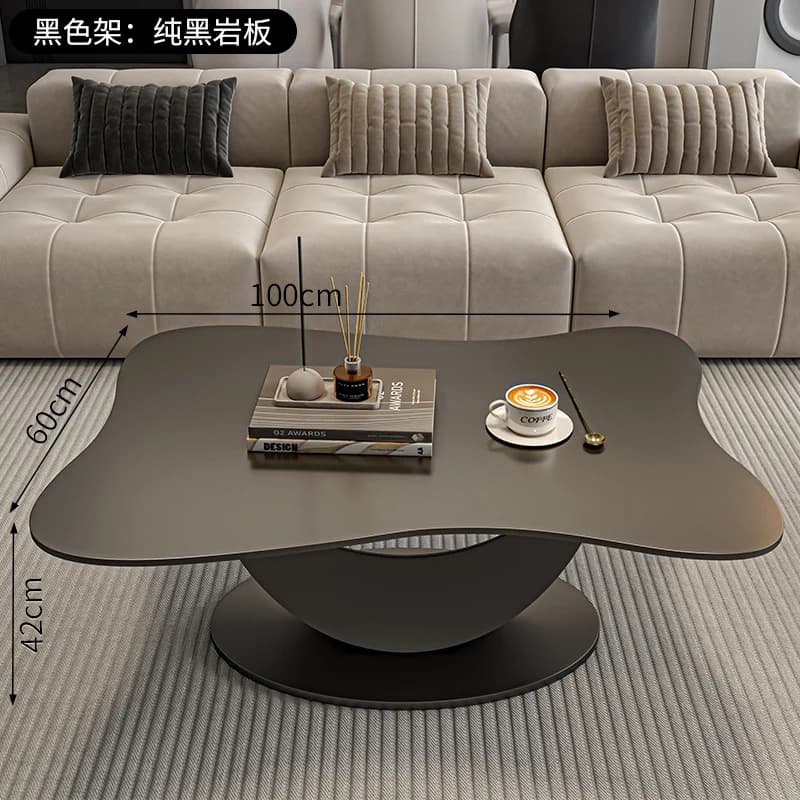 Table basse italienne simple au design esthétique tendance, table basse éclaireciste de luxe neutre,