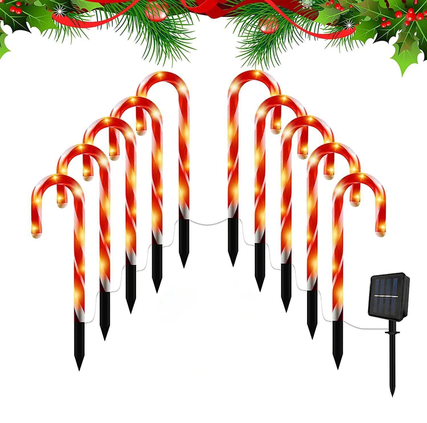 Lumière LED Solaire en Forme de Canne à Sucre, Luminaire Décoratif d'Extérieur, Étanche, Décoration 