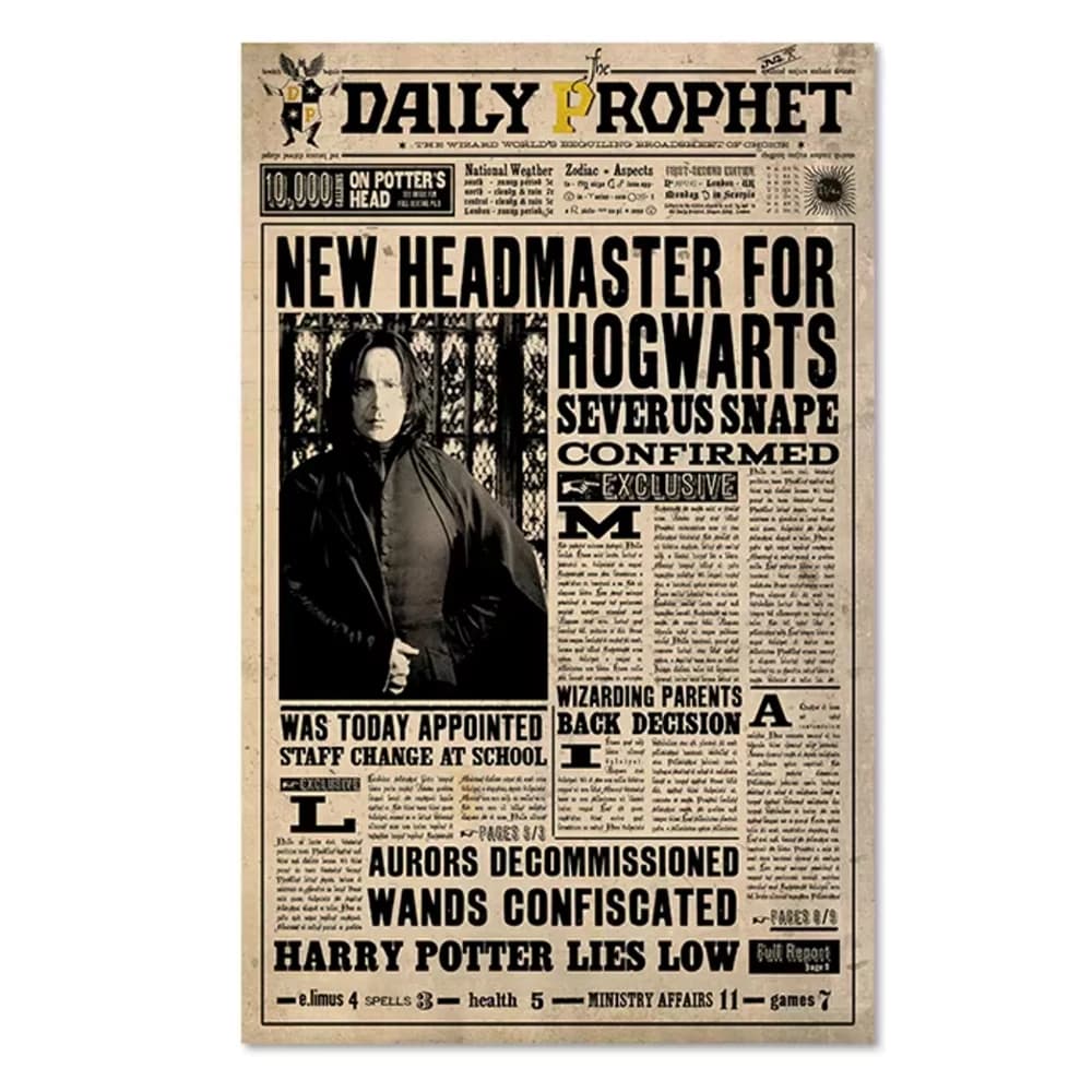 Harry Potter quotidien prophète affiche Vintage magique journal Art impression rétro film mur Art to