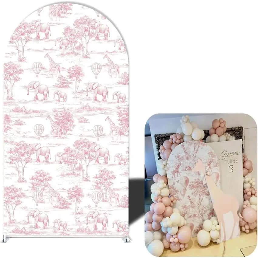Mehofond personnalisé 2 faces Toile De Jouy Jungle Safari enfants fête d'anniversaire bébé douche co