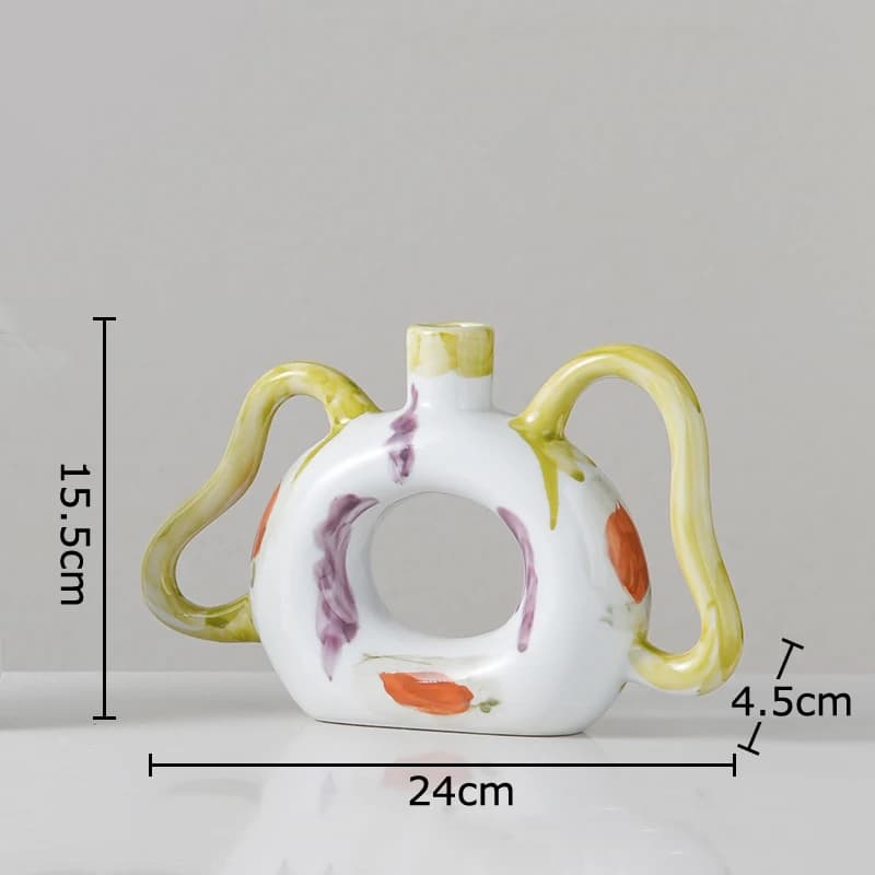 Vases en céramique avec poignée, pots de fleurs, décorations de table, ornements, arrangements flora
