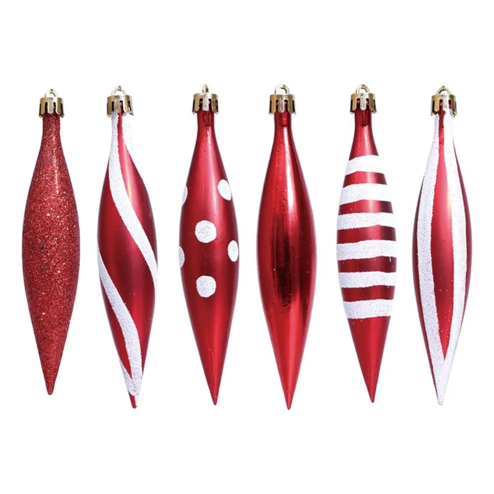 6Pcs Red Color Christmas Tree Decoration Plastic Material Unique Pattern Christmas Ornaments Electro