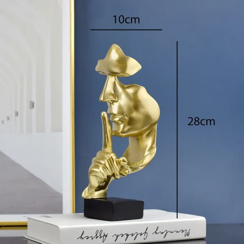 Statue de penseur en résine, Sculpture du Silence est en or, rétro, pour bureau, étude, salon, ornem