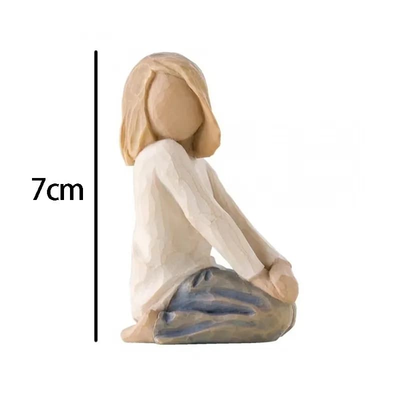 Sculpture en résine mère et fils de saule, Sculpture en résine fils et fille, Figurine peinte à la m