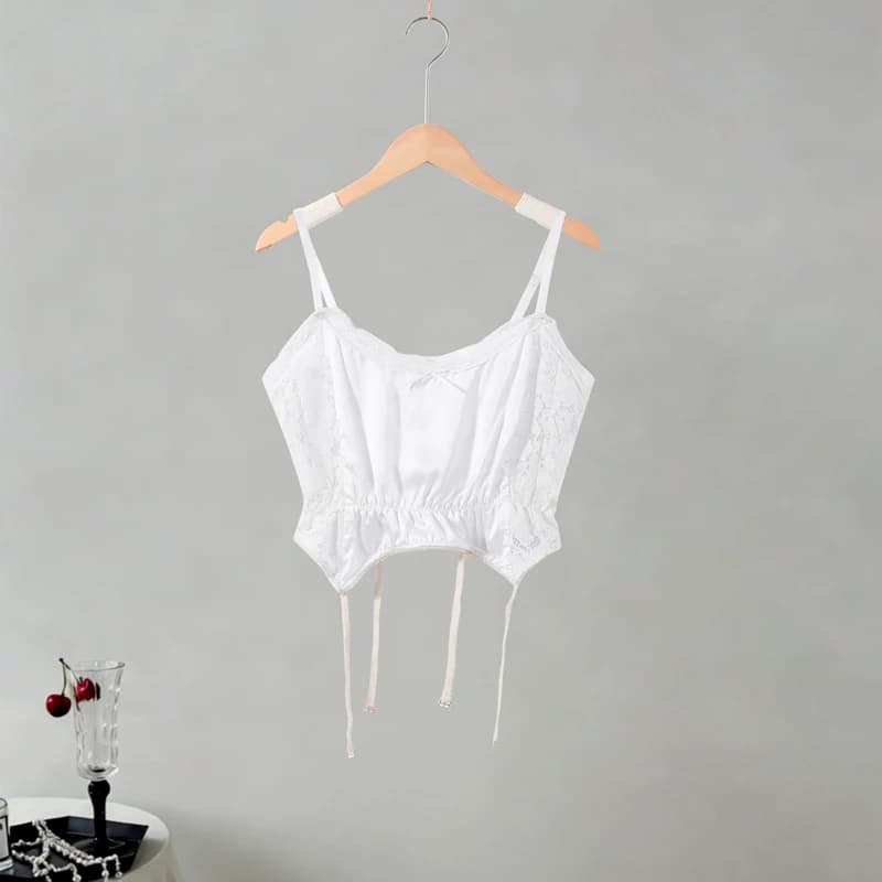 Ensemble Femme Polyvalent : Haut Court Halter en Dentelle Patchwork et Jupe Courte Évasée Taille Hau