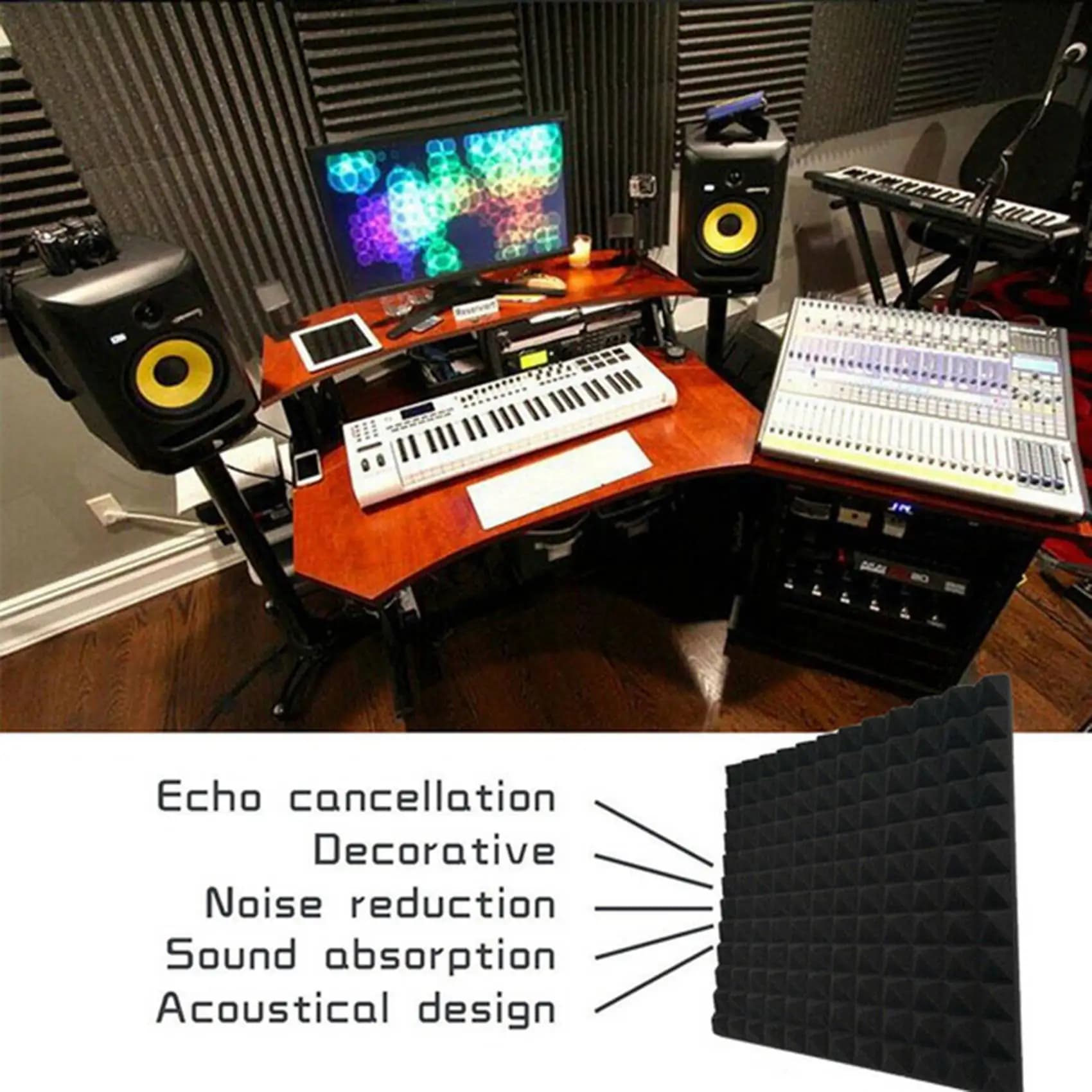 Panneaux acoustiques ABHT-12 pièces, panneau en mousse, carrelage de pare-feu insonorisant pour Stud