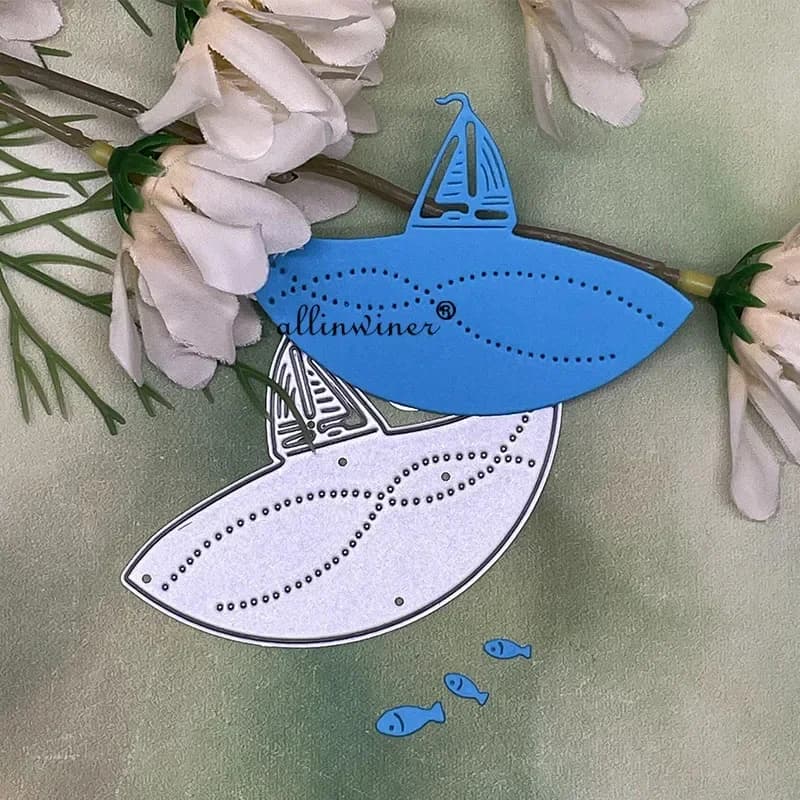 Matrice de découpe en métal DIY motif cercle de poissons navigants, pour scrapbooking, cartes en pap