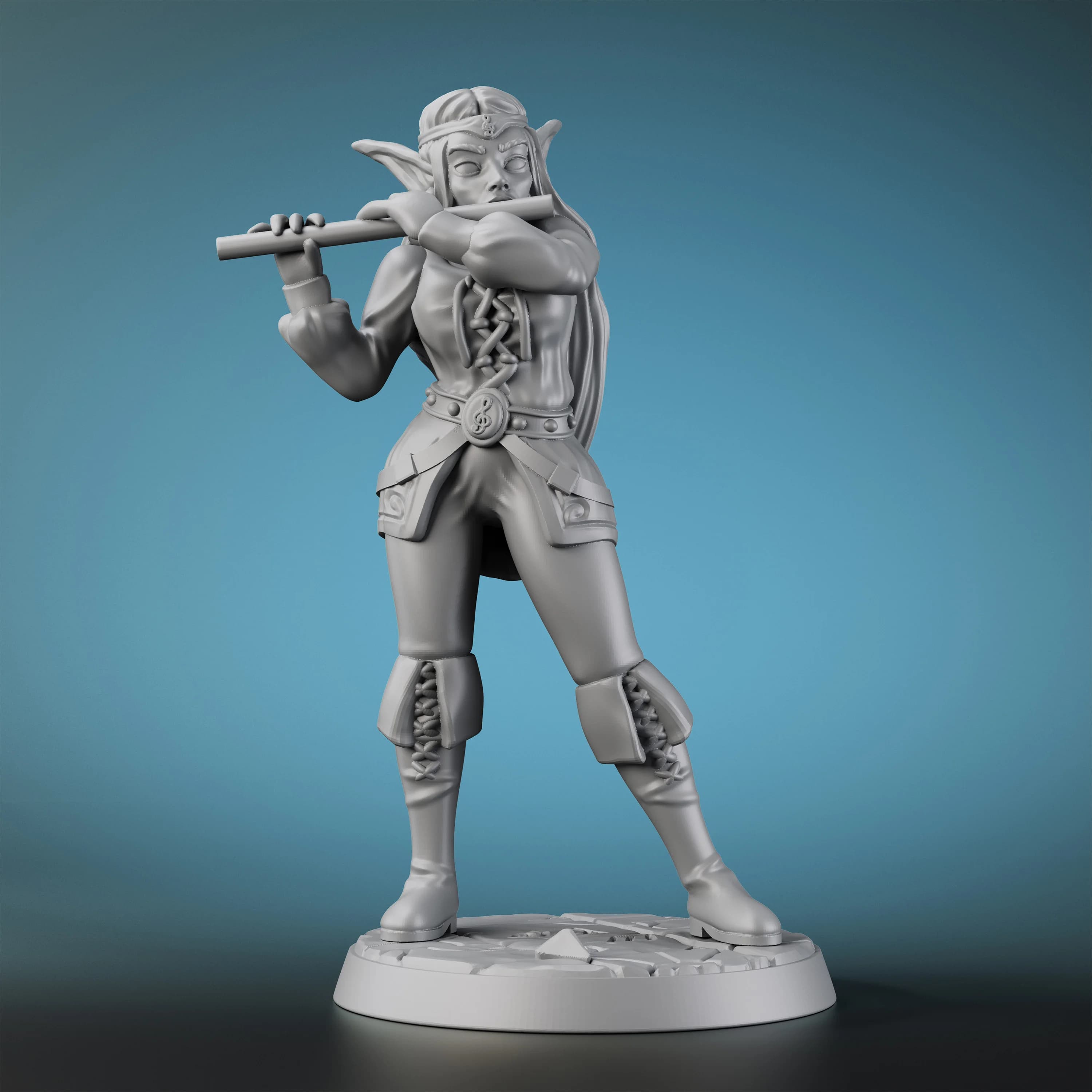 Elfe bardageur avec flûte – Accessoire de table pour jeux de rôle, pour maîtres de jeu et passionnés
