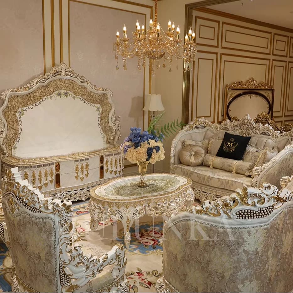Ensemble de canapé sectionnel moderne de luxe, en bois sculpté royal de haute qualité, modulaire per
