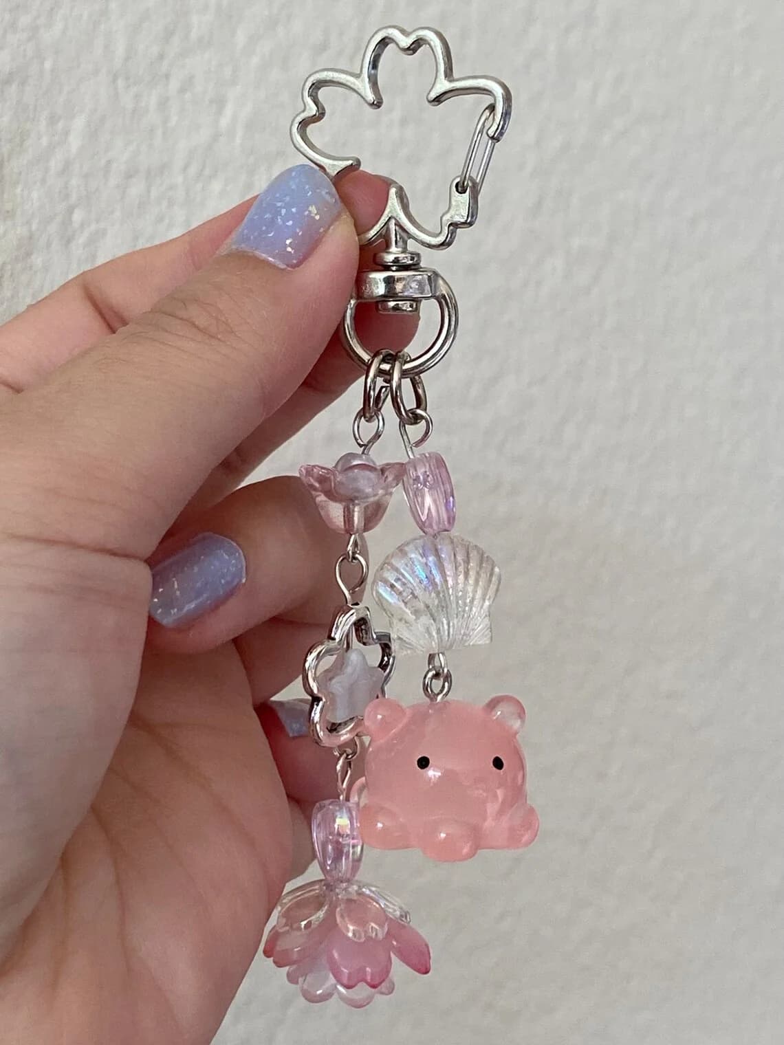 Flapjack Octopus Keychain, Pink Octopus, Kawaii, Cute, None Blossoms, Sakura, Glow in the Dark, Glas