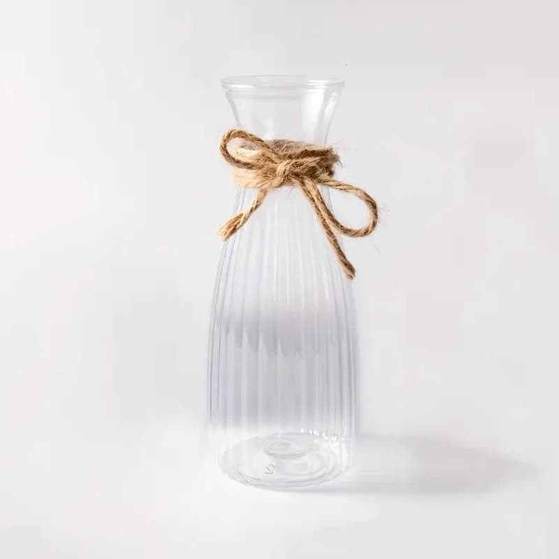 Vase en plastique transparent rayé, grand vase à fleurs bombé, décoration de table pratique pour la 