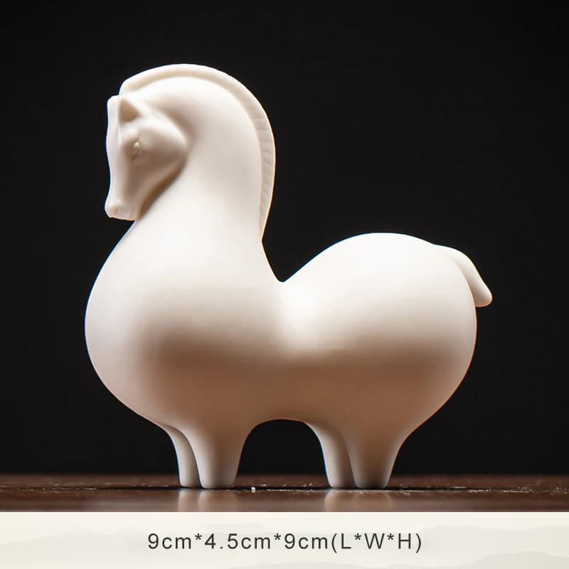 Statue de cheval en porcelaine blanche chinoise, cheval vintage, art décoratif en céramique, ornemen