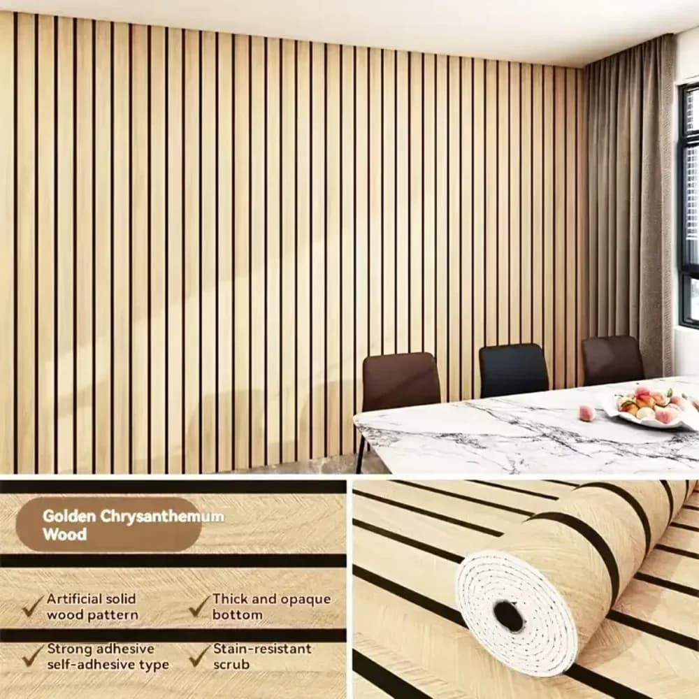 Papier peint auto-adhésif épais brun à motif quadrillé, design imitation plaid, imperméable et résis