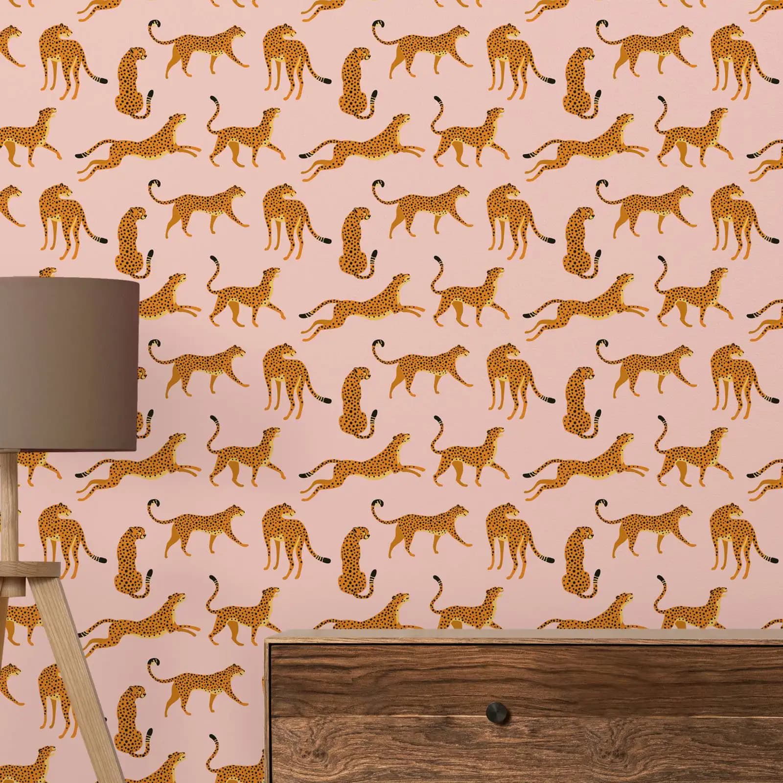 Papier peint à motif léopard abstrait, papiers muraux tropicales à décoller et à coller, papier pein