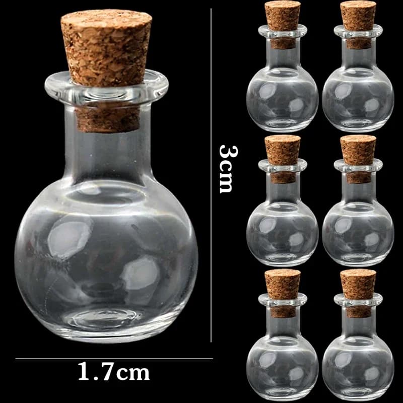 Pots de bouteilles en verre avec bouchons en liège, 2/100x, conception sphérique à fond plat, noël H