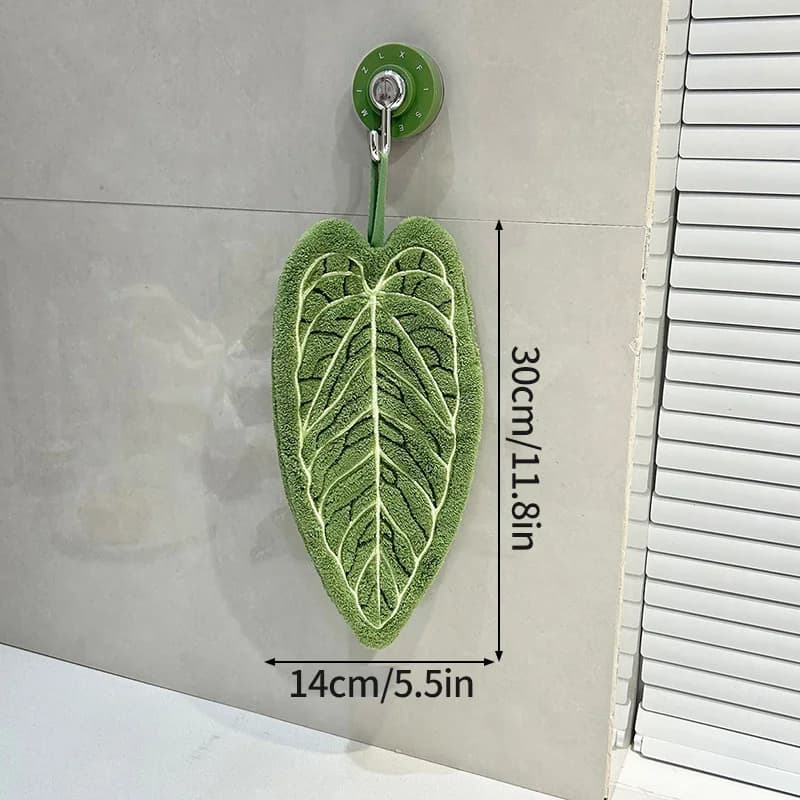 Accessoires de salle de bain, serviettes à main en forme de feuille verte, fournitures de salle de b