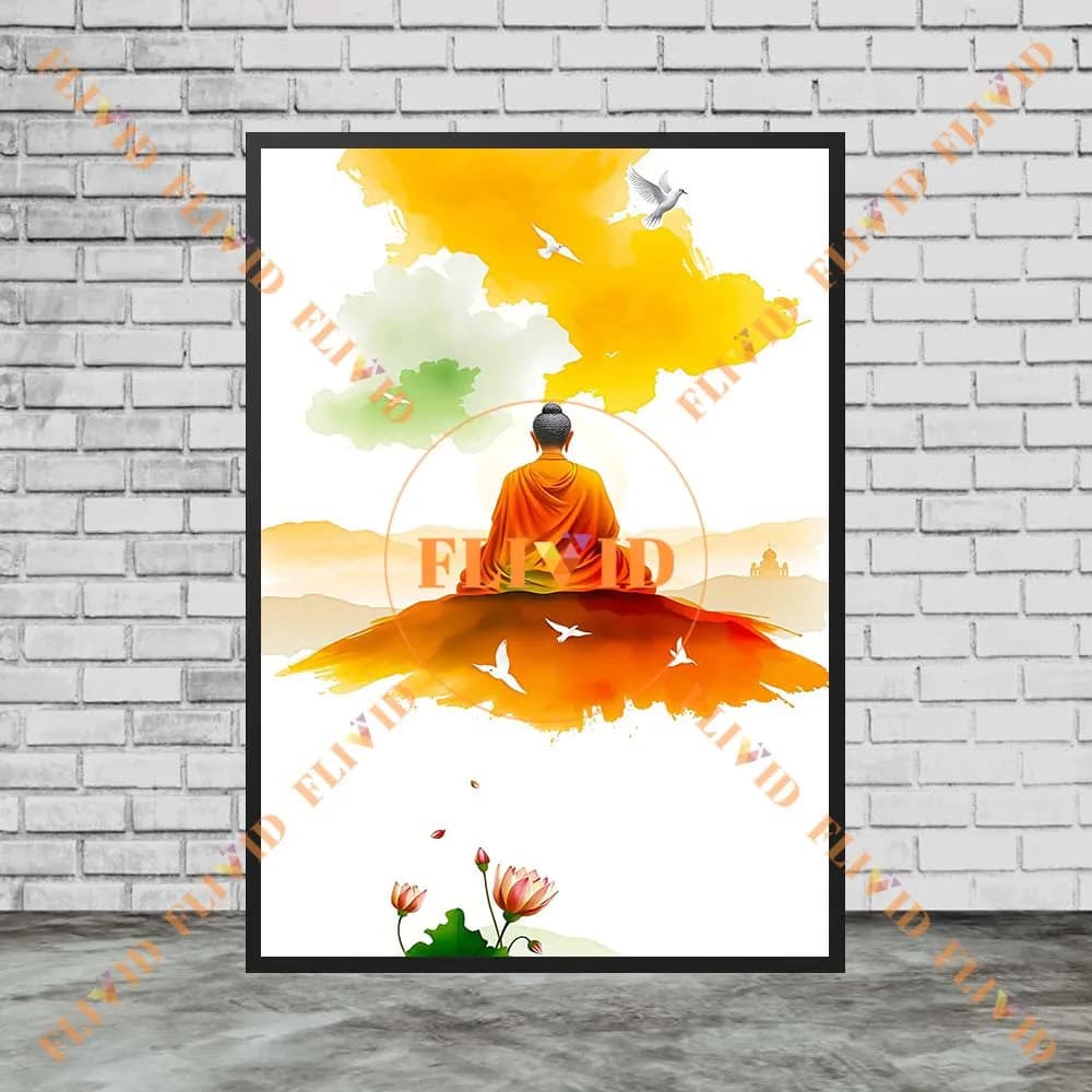 Statue de bouddha bouddhiste, affiche de Religion de méditation assise, images murales pour décor d'