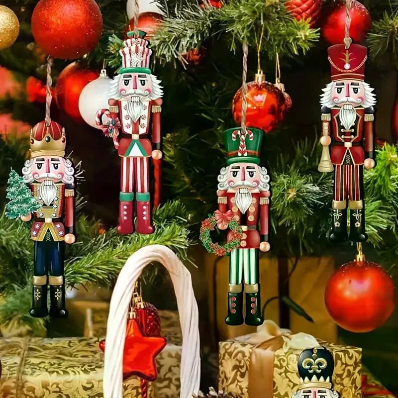 Ensemble décoratif casse-noisette en bois, 12 pièces, cadeau de noël, décoration de fête et décorati