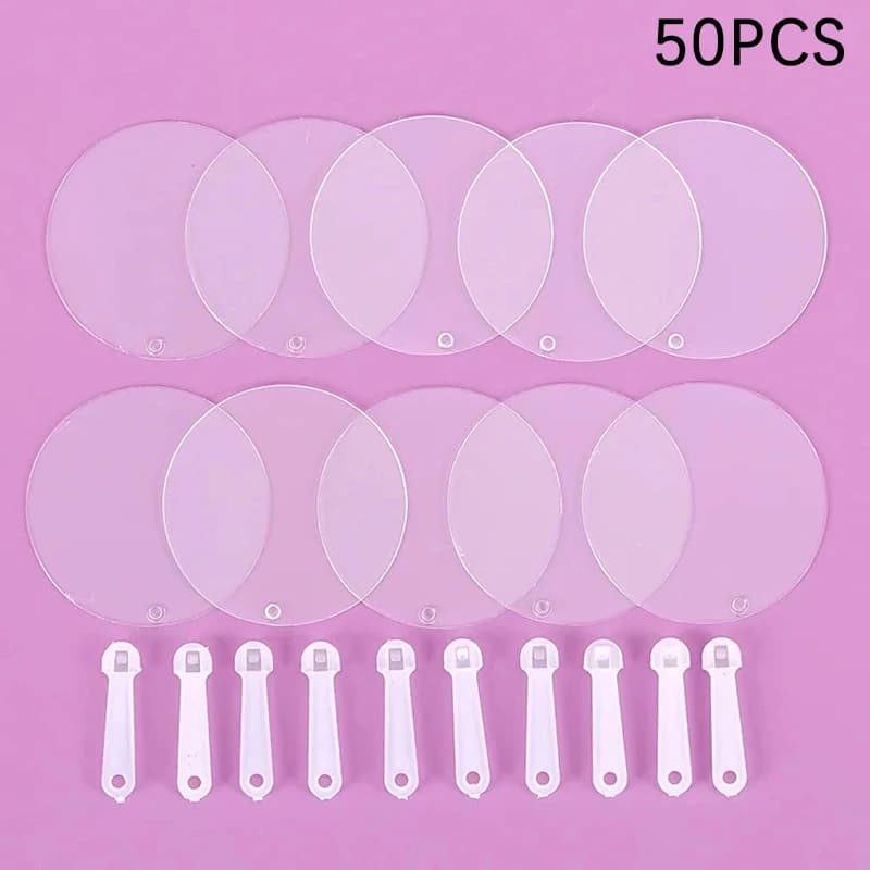 Mini éventail vierge Transparent de 5cm, 50 pièces, mignon, pour enfants, bricolage, Art, mariage, f