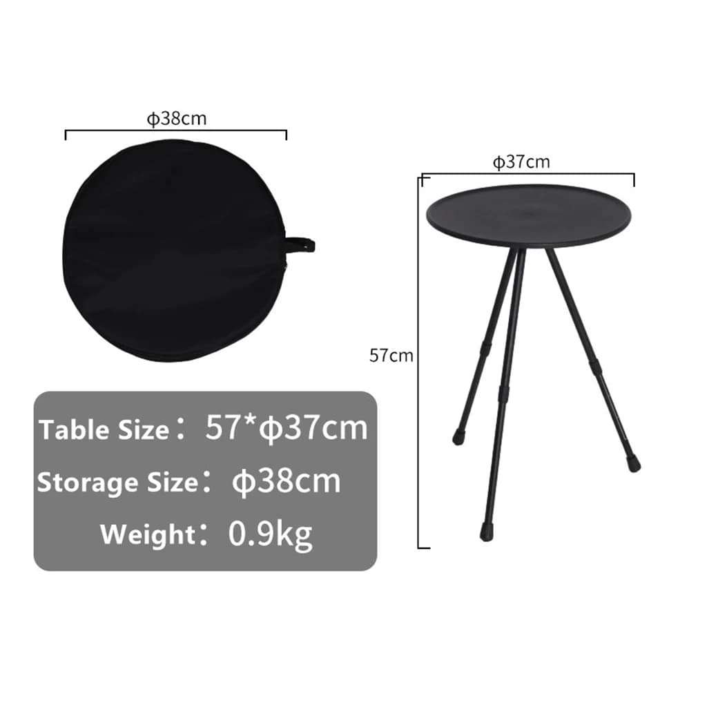 Table ronde pliante télescopique Portable, Table à manger d'extérieur à trois pieds, Table basse en 