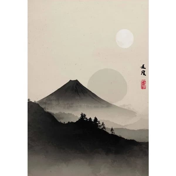 Affiche de paysage asiatique traditionnel japonais rétro ukiyo-e Zen, peinture sur toile de paysage 
