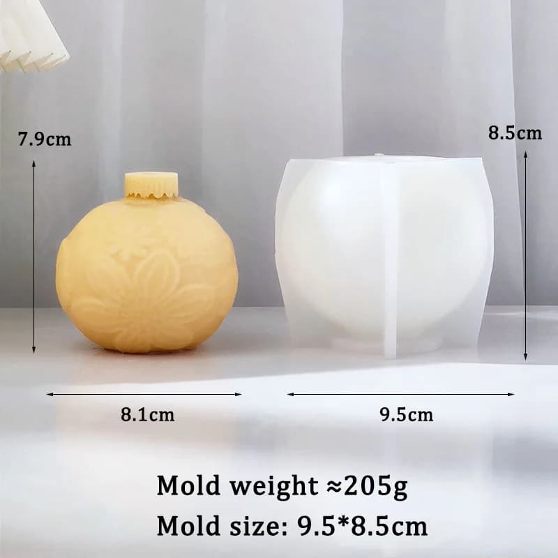 Boule de Noël Moule en silicone à rayures géométriques, Bougie d'aromathérapie, Moule en résine, Gât