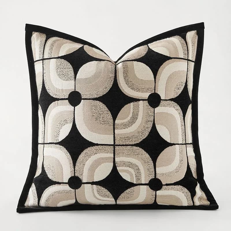 Housse de coussin géométrique noir kaki, taie d'oreiller décorative moderne 45x45 50x50 pour canapé,