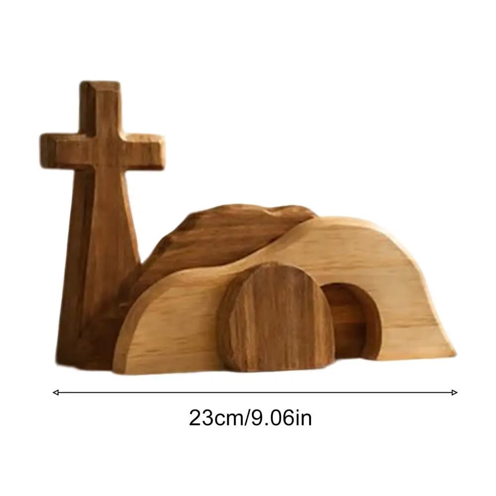 Décoration religieuse en bois pour table, scène du tombeau vide de Pâques chrétienne, pour la maison