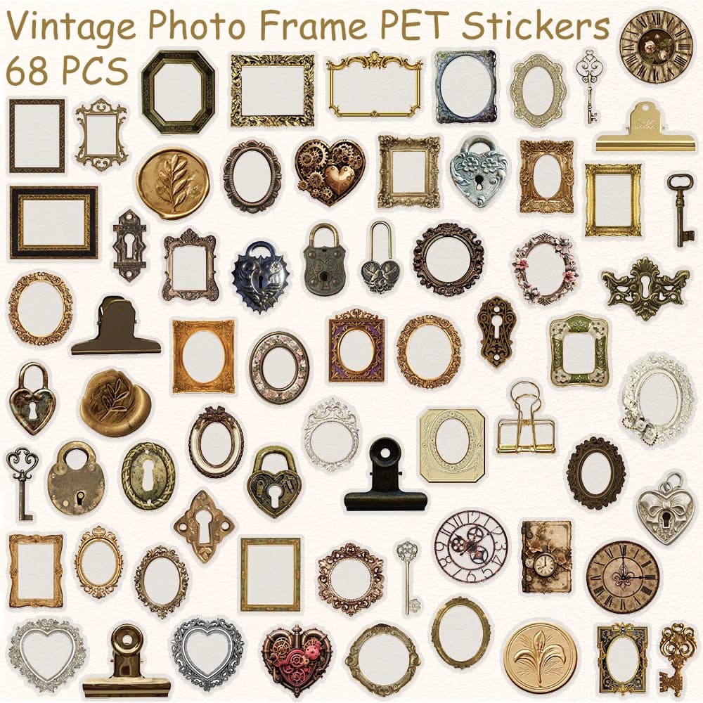 Autocollants pour cadre Photo Vintage en PET, 50 pièces, autocollants pour téléphone, ordinateur por