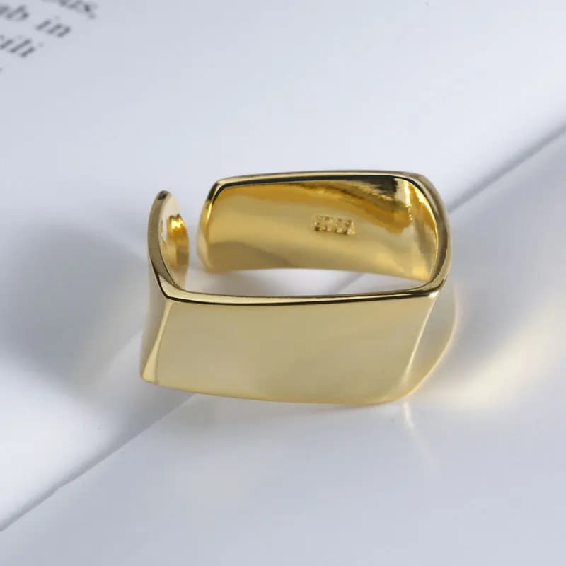 Bague géométrique carrée couleur argent pour femmes et Couples, Design créatif, mode Simple, personn
