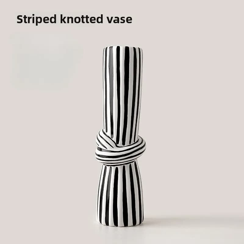 Beihanmei – Vase créatif rétro en céramique à rayures noires et blanches, pour Arrangement floral, d