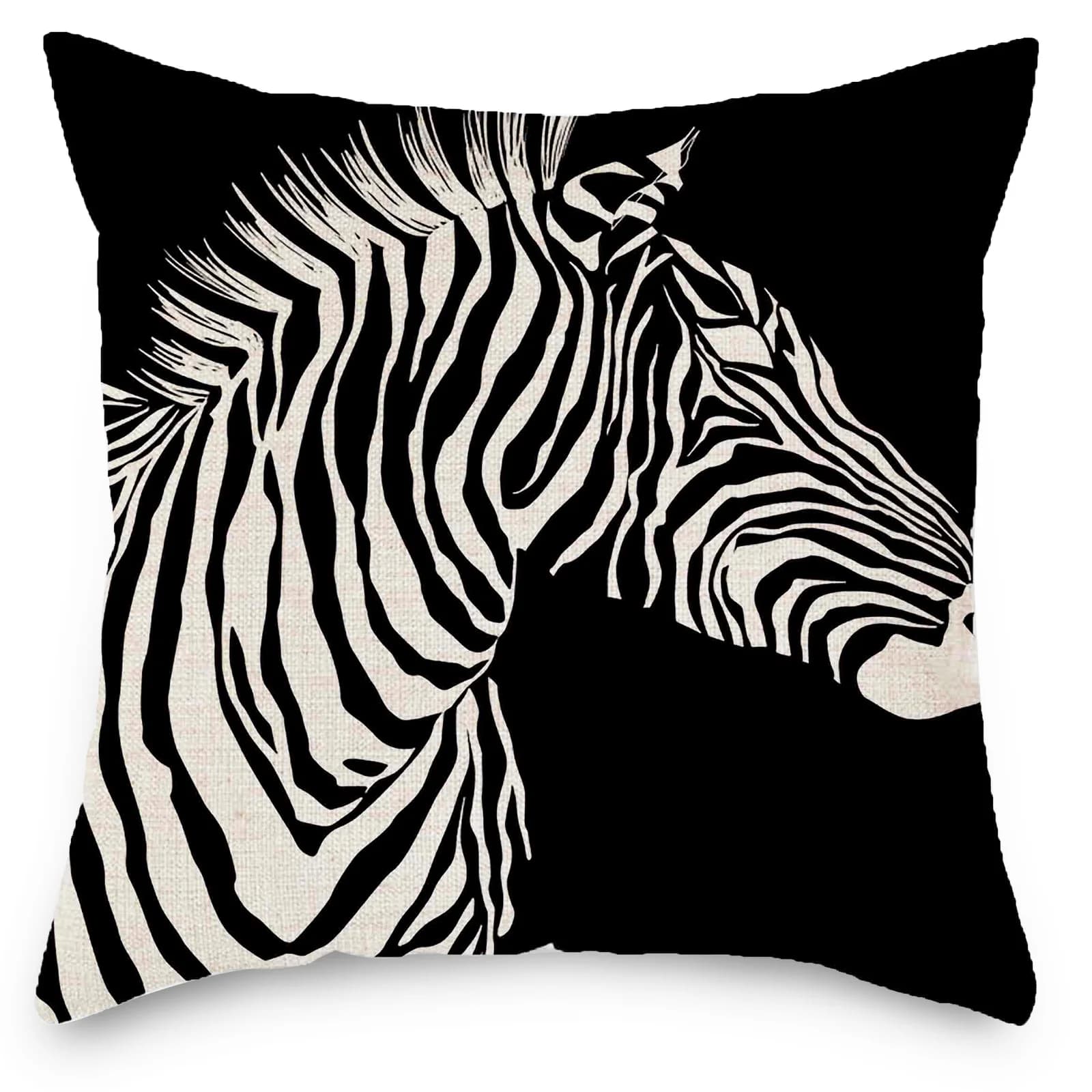 Juste de coussin en lin épaissi de zèbre noir sauvage africain, taie d'oreiller, vêtements de canapé